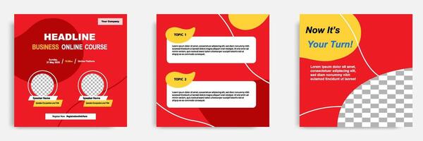 Minimal modern red social media post template. Layout for online webinar, conference, training, seminar, course, and learning . Minimal modern and simple style. vector