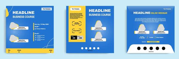 Social media post template for online webinar, conference, training, seminar, course, and learning . Minimal modern and simple design vector