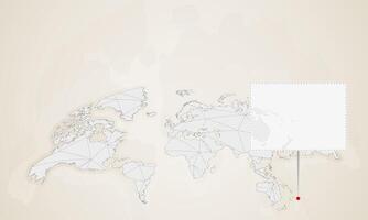 Map of Samoa with neighbor countries pinned on world map. vector