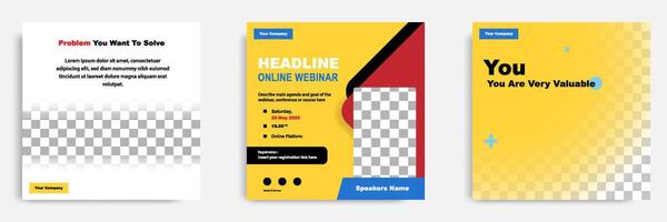 social media post template. Layout for online webinar, training, seminar, course, and learning . Minimal modern and simple style. vector