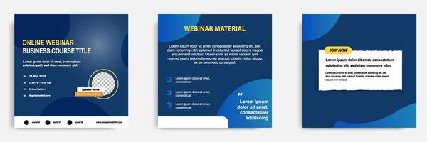 Minimal modern Set bundle collection of social media post template. Layout for online webinar, conference, training, seminar, course, and learning . vector