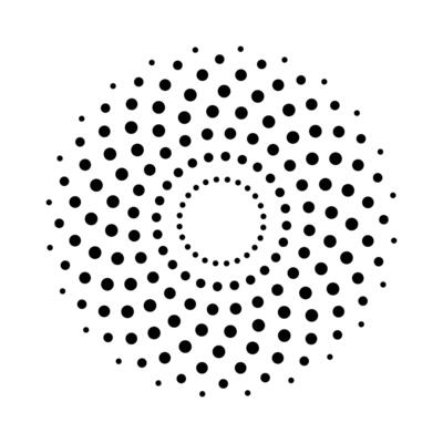 Circular halftone dot ring with hollow center