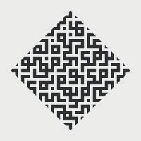 Pixel style diamond maze with even black blocks vector