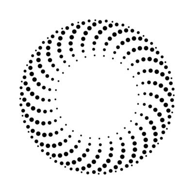 Circular spiral of black dots with wide gap