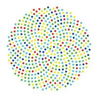 Multicolor spiral dot pattern on white vector