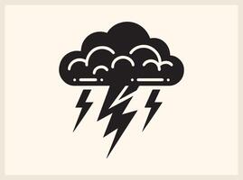 Simple Cloud with Thunderbolt for Clean and Minimalist Designs vector