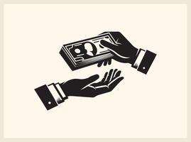 Bold Hands Exchanging Money for Secure Payment Illustrations vector