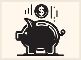 Iconic Piggy Bank with a Coin Dropping In for Banking Illustrations vector