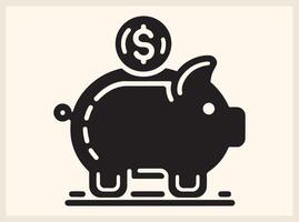 Piggy BMinimalist Piggy Bank with a Coin Dropping In for Money Management vector