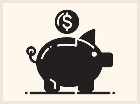 Elegant Piggy Bank with a Coin Dropping In for Smart Savings vector