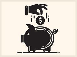 Playful Piggy Bank with a Coin Dropping In for Kids' Finance Art vector