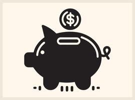 Adorable Piggy Bank with a Coin Dropping In for Personal Finance Graphics vector