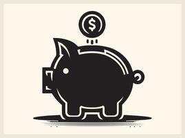 Classic Piggy Bank with a Coin Dropping In for Savings Concepts vector
