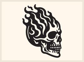 Fiery Skull with Flames for Edgy and Hardcore Artwork vector