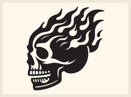 Powerful Skull with Flames for Gothic and Dark Themes vector