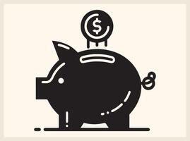 Financial-Themed Piggy Bank with a Coin Dropping In for Investment Concepts vector