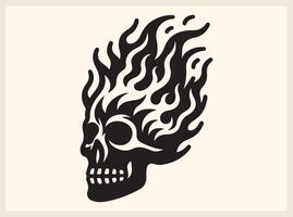 Bold Skull with Flames for Horror and Thriller Concepts vector