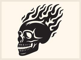 Intense Skull with Flames for Rebel and Underground Art vector