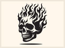 Flaming Skull with Fire for Supernatural and Mythical Designs vector