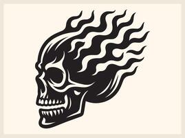 Aggressive Skull with Flames for Rock and Metal Aesthetics vector