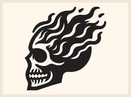 Artistic Skull with Flames for Unique and Expressive Creations vector