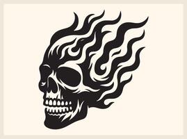 Stylish Skull with Flames for Modern and Trendy Illustrations vector