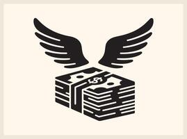 Iconic Stacked Dollar Bills with Wings for Financial Growth vector