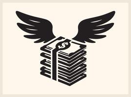 Stylish Stacked Dollar Bills with Wings for Investment and Banking vector