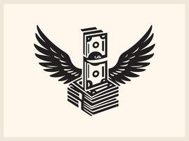 Wealthy Stacked Dollar Bills with Wings for Rich Lifestyle Concepts vector