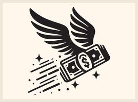 Soaring Stacked Dollar Bills with Wings for Money Management Themes vector