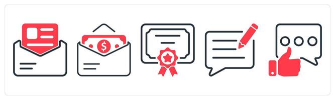 A set of 5 business icons as job letter, salary, certificate vector