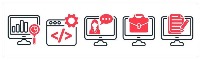 A set of 5 business icons as analysis, web development, online consultation vector