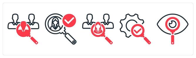 A set of 5 business icons as recruitment, find candidate, correction vector
