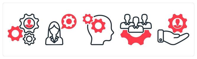 A set of 5 business icons as business support, technical support, business thinking vector