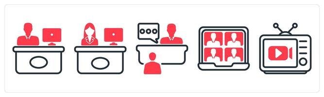 A set of 5 business icons as reception, interview, conference vector