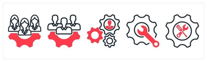 A set of 5 business icons as expert team, business support, technical support vector