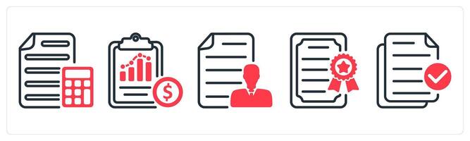 A set of 5 business icons as calculation, cost statement, employee details vector