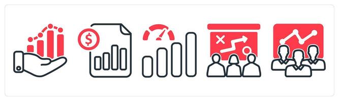A set of 5 business icons as business growth, cost statement, improve performance vector