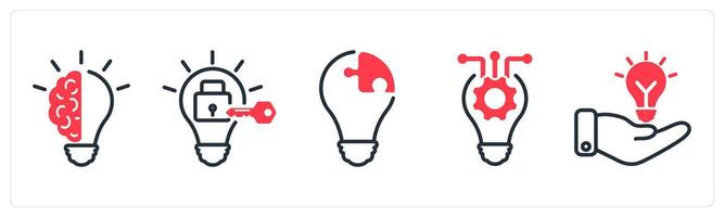 A set of 5 business icons as smart idea, problem fix, creative solution vector