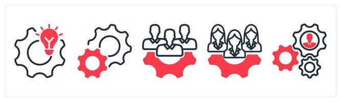 A set of 5 business icons as idea development, settings, expert team vector