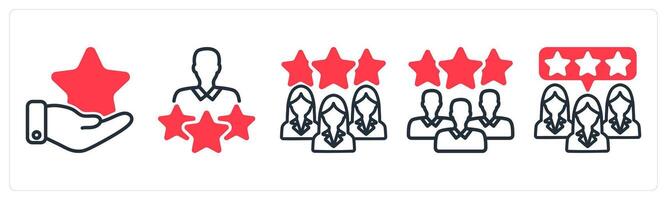 A set of 5 business icons as star feedback, premium user, expert team vector