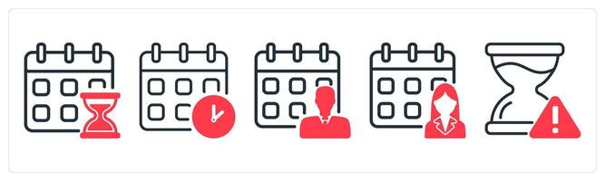A set of 5 business icons as schedule plan, meeting schedule, working schedule vector