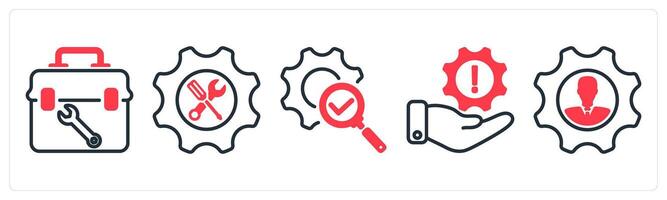 A set of 5 business icons as tool box, support, correction vector