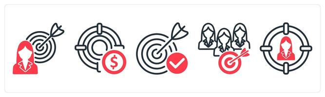 A set of 5 business icons as career target, profit target, success vector