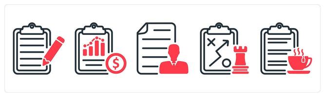A set of 5 business icons as writing, cost statement, employee details vector