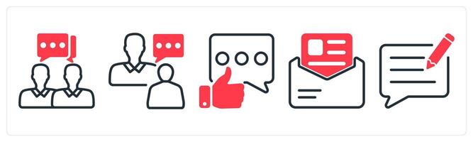 A set of 5 business icons as conversation, buisness talk, positive feedback vector