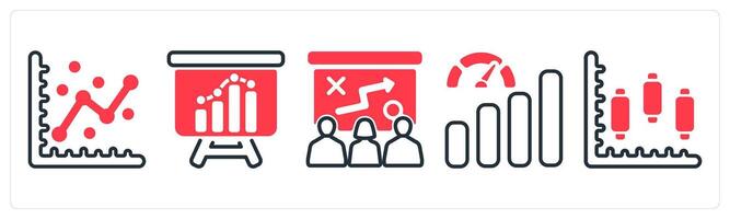 A set of 5 business icons as graph, business analysis, presenting tactics vector