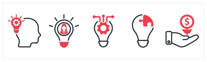 A set of 5 business icons as creative thinking, enterpreneur, idea vector