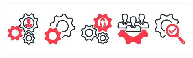 A set of 5 business icons as business support, settings, expert team vector