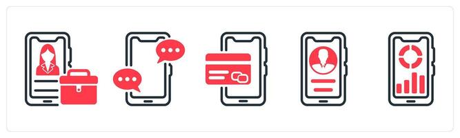 A set of 5 business icons as mobile business app, communication, payment method vector